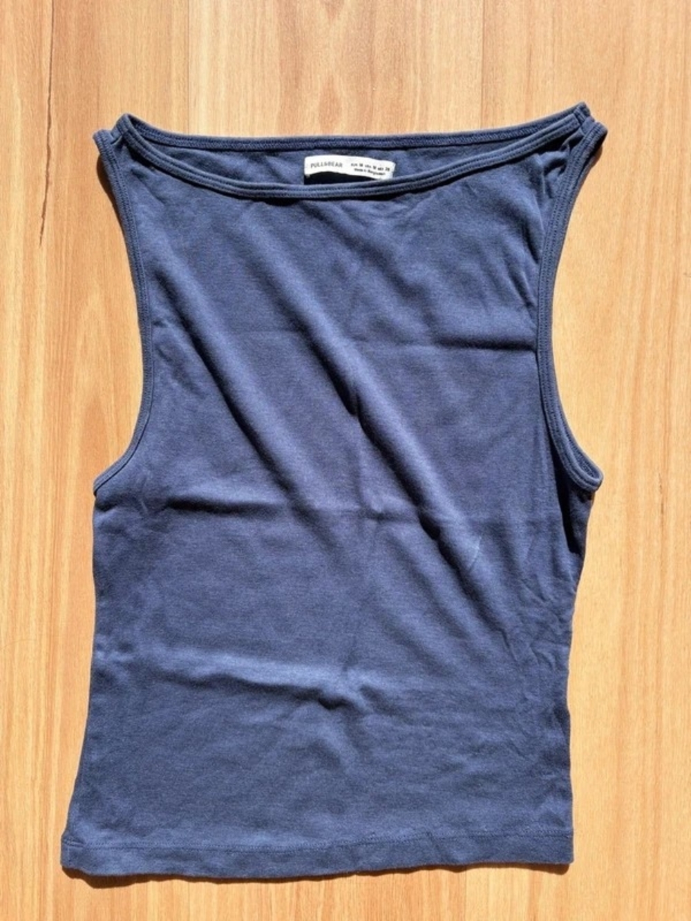 Pull&Bear Navy Blue Ribbed Tank Top - Women's